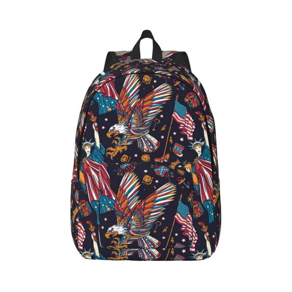 Naloa United States Of America Canvas Backpack for Men Women Rucksack Casual Travel Daypack College Tote Satchel Bookbag for Teens-Small
