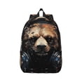 thumbnail image 1 of Naloa Urban Bear With Headphones Canvas Backpack for Men Women Rucksack Casual Travel Daypack College Tote Satchel Bookbag for Teens-Small, 1 of 7