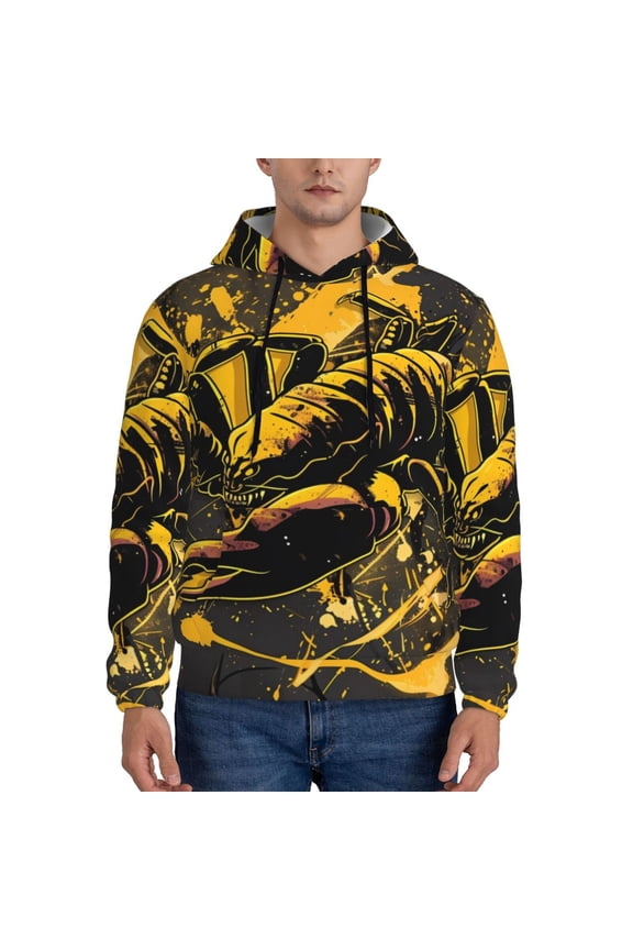 Urban Graffiti Scorpion Illustration Men's Casual Hooded Collar Drawstring Hoodies Pullover Sweatshirts Casual Long Sleeve Shirts-Medium