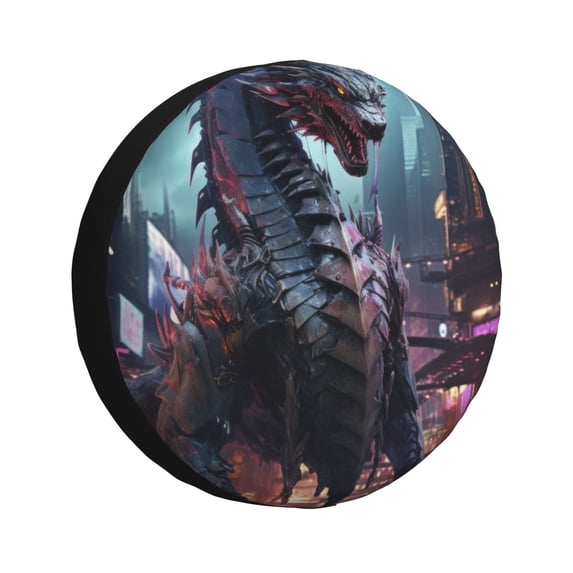 Naloa Urban Mechanical Dragon PVC Leather Spare Tire Wheel Cover for Car Truck SUV Camper Trailer Universal Fit many size16 inch