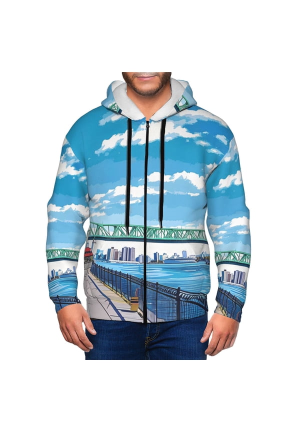 Urban Riverside Clock Tower Men’s Hoodies, Zip up Hoodie, Sweatshirts,Hoodies for Men Sizes S-3XL-Small