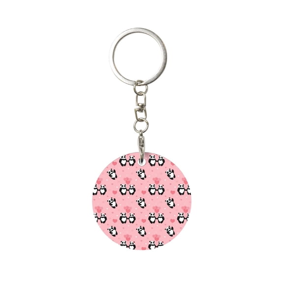 Naloa Valentine'S Day Panda Print Round Keychain Keychain Key Ring, Key Tag, Key Chain Bulk for Gift Accessories (Round)
