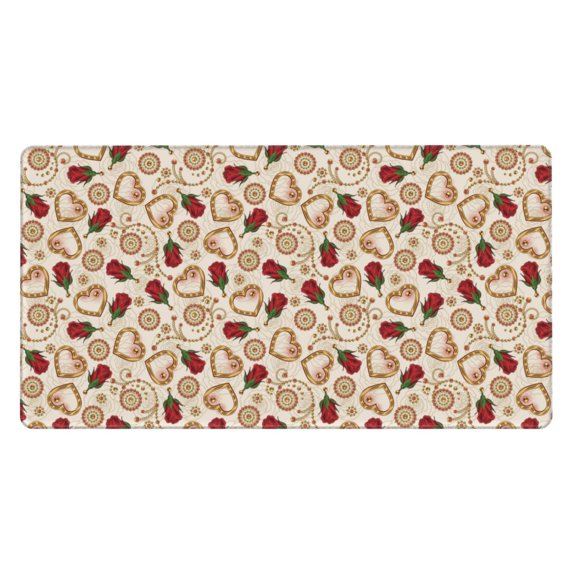 Naloa Valentine'S Day Rose Gaming Mouse Pad Large Mouse Mat Long Extended Desk Pad Non-Slip Rubber Mice Pads Stitched Edges Thin Pad (16x29.5 Inch)
