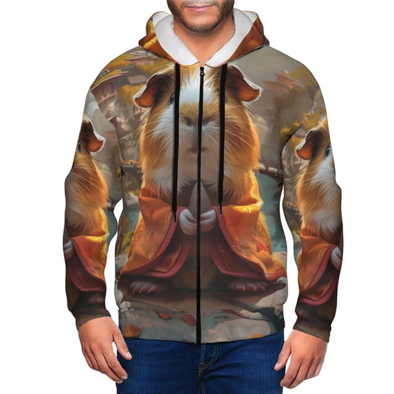 Naloa Valley Meditating Guinea Pig Men’s Hoodies, Zip up Hoodie, Sweatshirts,Hoodies for Men Sizes S-3XL-Medium