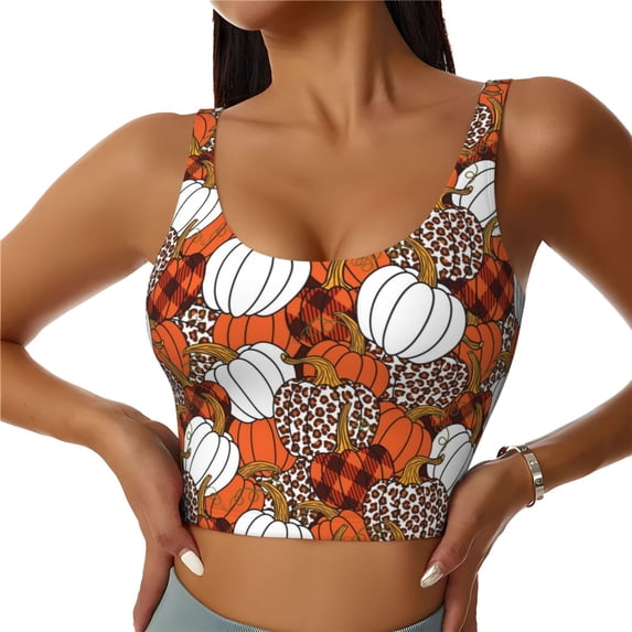 Naloa Various Pumpkins Sports Bras for Women, High Support Bra with Removable Pads, Comfortable - Medium