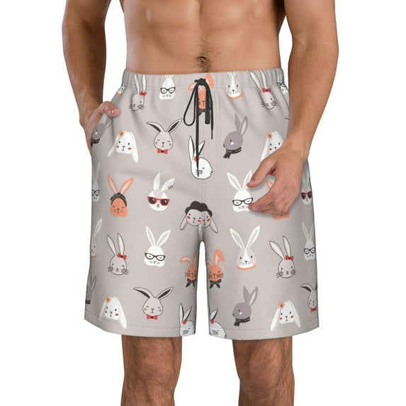 Naloa Various Rabbits Men's Beach Shorts, Surfing shorts, Swim trunks, Quick Dry Swim Trunks for Surfing Beach Fun - 3X-Large