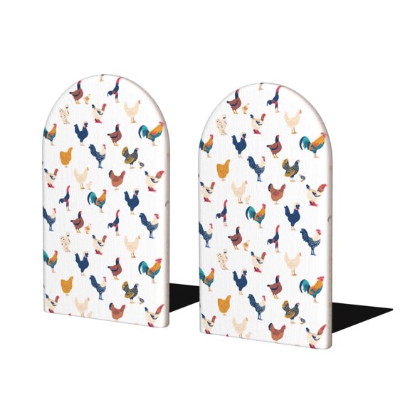 Naloa Various Rooster Wood Non-Skid Bookend for Shelves,Book Ends for Heavy Books, Book Stand for CDs,1 Pair