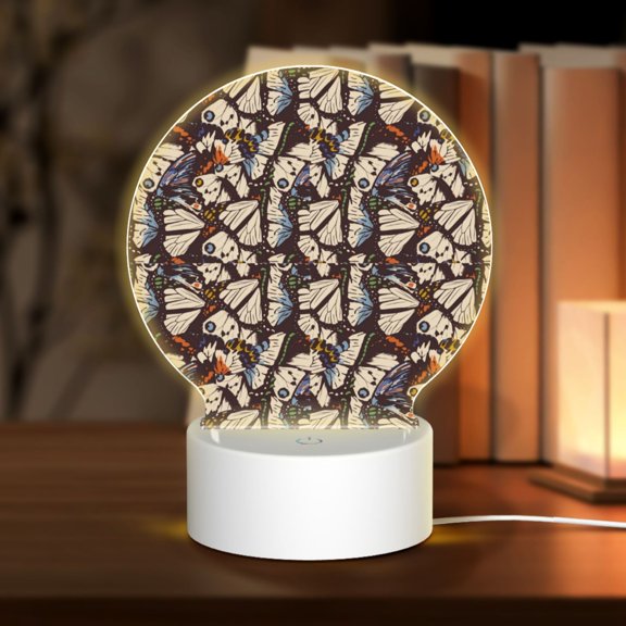 Naloa Vector Butterflies Acrylic LED Night Light Custom LED Lights Personalized Nightlight Customized Gifts for Family Couples Friends