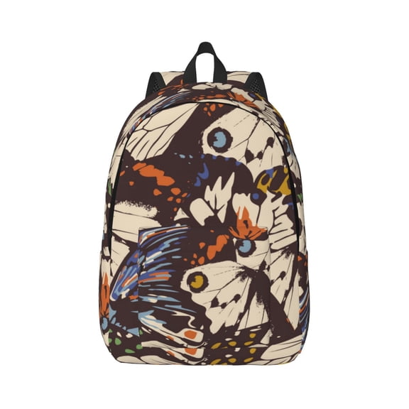 Naloa Vector Butterflies Canvas Backpack for Men Women Rucksack Casual Travel Daypack College Tote Satchel Bookbag for Teens-Medium