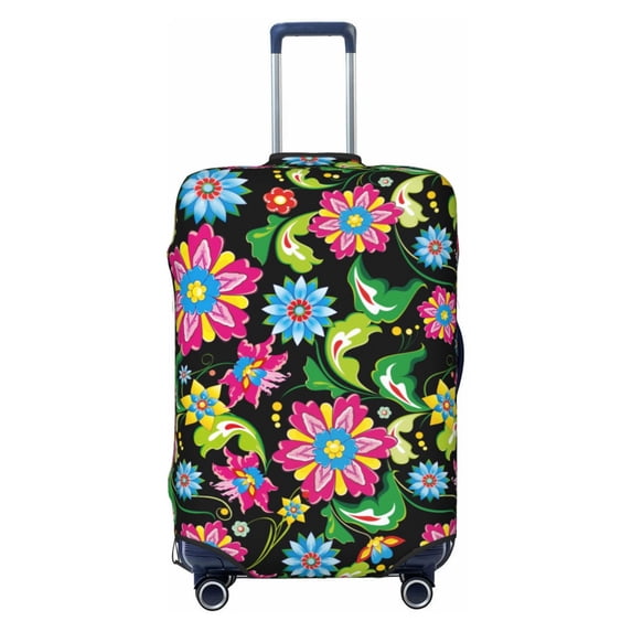 Naloa Vector Mexican Otomi Style Bright Elastic Suitcase Protector, Travel Suitcase Protector Cover Fits 18-32in Suitcase - Small