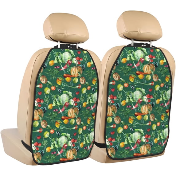 Naloa Vegan 2Pcs Anti-Kick Back Seat Cover Kick Mat, Car Seat Protector with 3 Storage Pockets