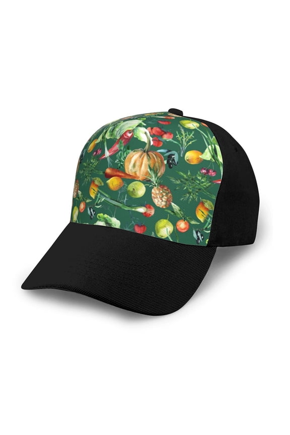 Vegan Adult adjustable Print Baseball Hat, Patchwork curved brim baseball capfor Men and Women, One Size