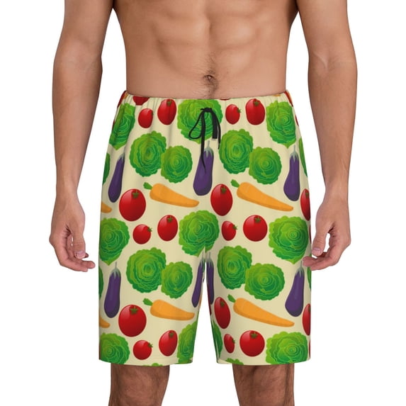 Naloa Vegetable Men's Short Pajama Pants, Lounge Comfort Shorts with Elasticized Waistband and Side Pockets - 3X-Large