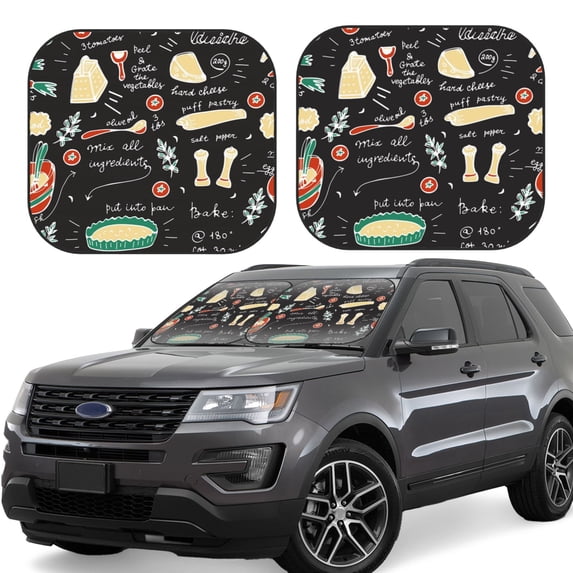 Naloa Vegetable Quiche 2 Piece Foldable Car Sun Shades, Car Windshield Sunshade, Front Window Sunshade for Car, Truck, SUV - Medium