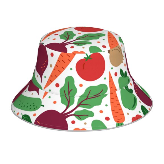 Naloa Vegetables Reflective Double-Sided Bucket Hat, Sun Hat, Soft and Breathable for Gardening, Beaching, Camping, Hiking, Fishing