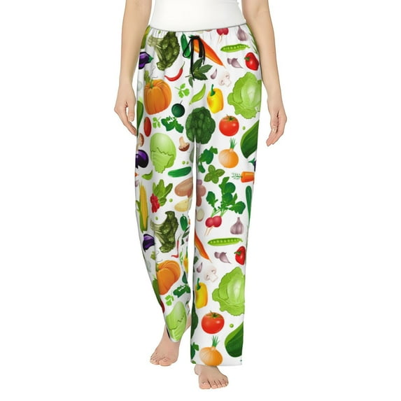 Naloa Vegetables2 Print Women’s Ultra-Soft Comfy Pajama Lounge Pants with Pockets & Drawstring