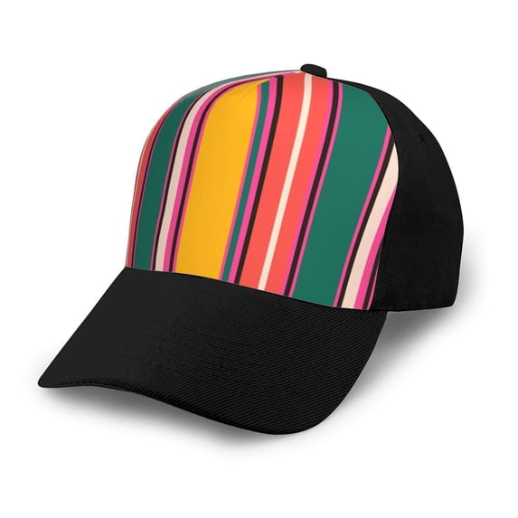 Naloa Vertical Stripes Adult adjustable Print Baseball Hat, Patchwork curved brim baseball capfor Men and Women, One Size