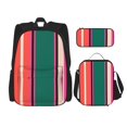 thumbnail image 1 of Naloa Vertical Stripes Print Large Capacity Backpack Lunch Bag Pencil Case Combination 3 Piece Set for Student, 1 of 8