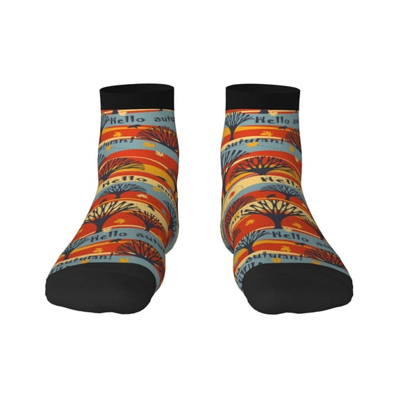 Naloa Vibrant Autumn Forest Hues Ankle Socks for Women Non Slip Socks No Show Socks Classic Low Cut Casual Socks Casual Socks
