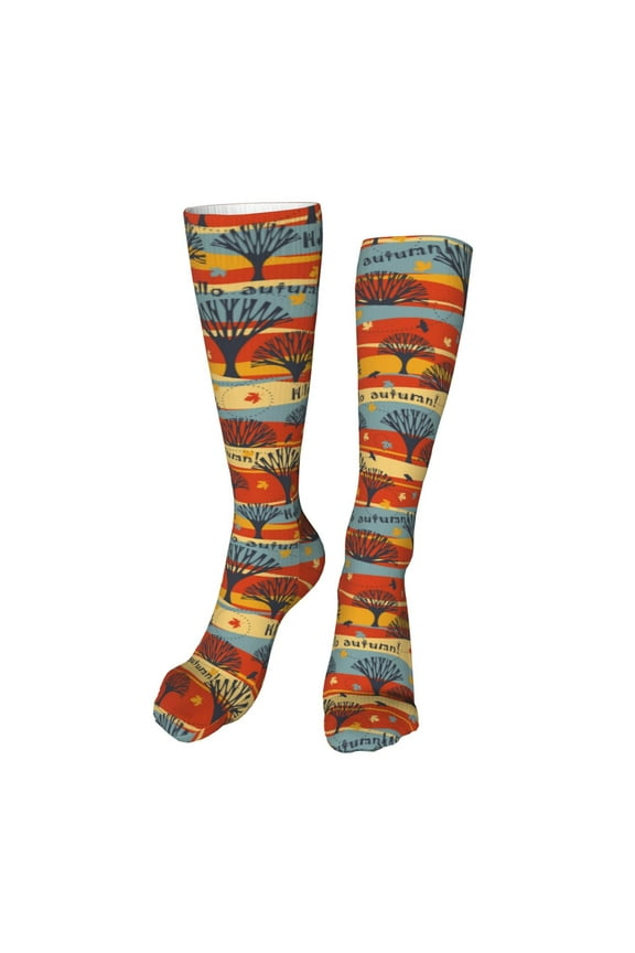 Vibrant Autumn Forest Hues High Stockings Women Thigh High Stockings Over Knee Long Stockings-One Size
