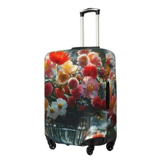 Naloa Vibrant Bouquet Waterfall Elastic Suitcase Protector, Travel Suitcase Protector Cover Fits 18-32in Suitcase(No luggage included)-Small