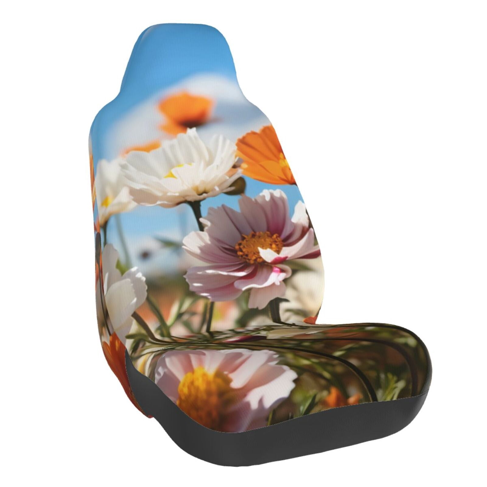Naloa Vibrant Field Of Blossoms Car Seat Covers Universal Front Seat Coves for Car Accessories ,Padded Car Covers for Automotive, SUV, Truck, and Van