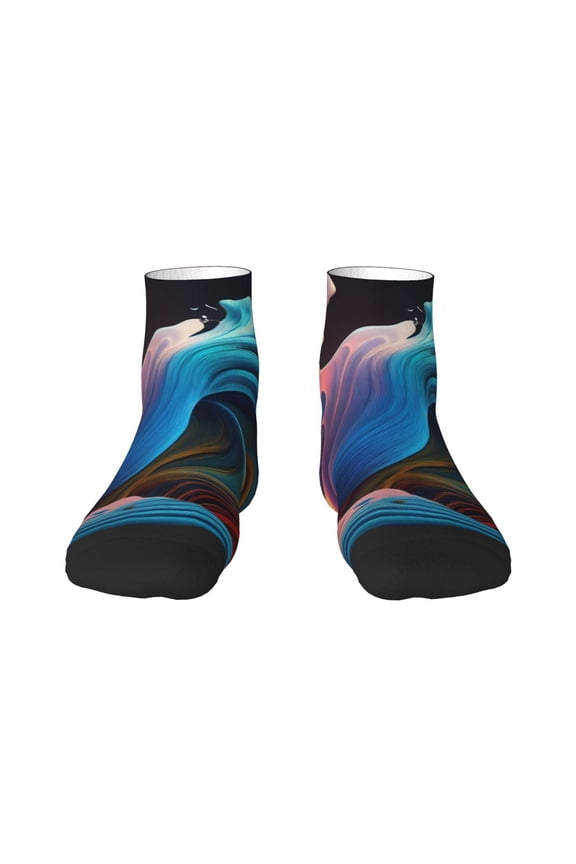Vibrant Fluid Motion Art Ankle Socks for Women Non Slip Socks No Show Socks Classic Low Cut Casual Socks Casual Socks