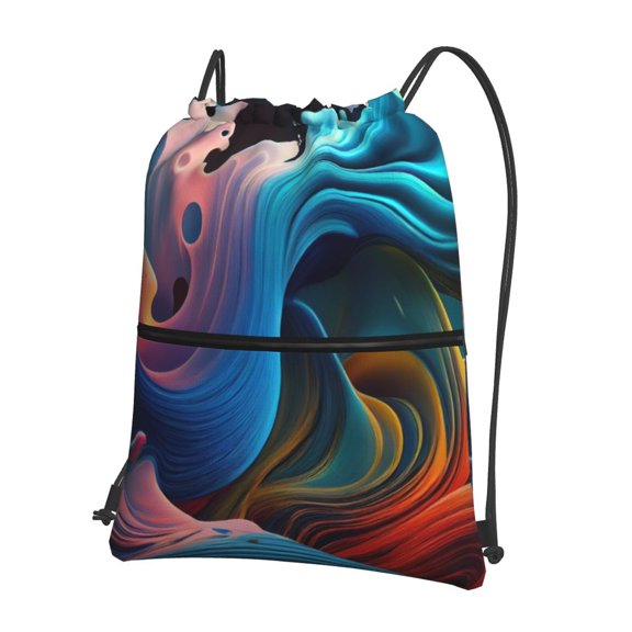 Naloa Vibrant Fluid Motion Art Drawstring Backpack String Bag Cinch Water Resistant for Gym Shopping Sport Yoga