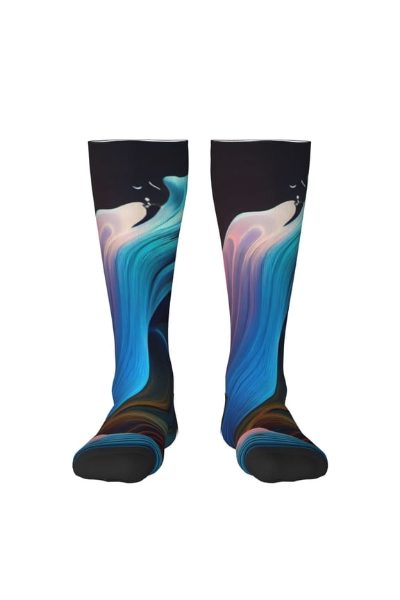 Vibrant Fluid Motion Art Knee Socks, High Socks Long Stretchy Sock Women Knee High Stocking, Long Socks for Women