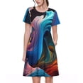 thumbnail image 1 of Naloa Vibrant Fluid Motion Art Print Womens Summer A-Line Dress with Pockets,Short Sleeve Dresses,Flowy Beach Swing Dress for Vacation Travel, 1 of 6