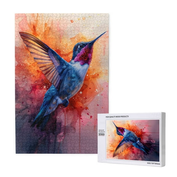 Naloa Vibrant Hummingbird Watercolor Art Custom Puzzles Personalized Puzzle 1000 Pieces from Photo Custom Jigsaw Puzzle for Wedding, Graduation, (29.519.7in, Vertical)