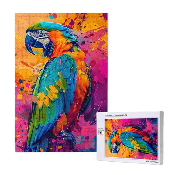 Naloa Vibrant Parrot Splash Art Custom Puzzles Personalized Puzzle 1000 Pieces from Photo Custom Jigsaw Puzzle for Wedding, Graduation, (29.519.7in, Vertical)