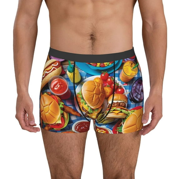 Naloa Vibrant Picnic Food Spread Mens Underwear - Boxers for Men, Mens Boxer Briefs, Classic Briefs for Men-X-Large