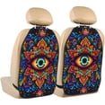 thumbnail image 1 of Naloa Vibrant Psychedelic Eye 2Pcs Anti-Kick Back Seat Cover Kick Mat, Car Seat Protector with 3 Storage Pockets, 1 of 8