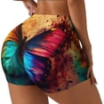 thumbnail image 1 of Naloa Vibrant Rainbow Butterfly A Biker Shorts for Women Seamless Scrunch Short Women’s Yoga Shorts for Gym Running Sport Shorts-Large, 1 of 8