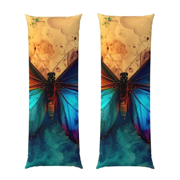 Naloa Vibrant Rainbow Butterfly A Body Pillow Cover, Pillowcases with Hidden Zipper Breathable Long Pillow Case (Pillows are not included,20x54 inch)