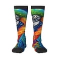 thumbnail image 1 of Naloa Vibrant Rainbow Parrot Fantasy Knee Socks, High Socks Long Stretchy Sock Women Knee High Stocking, Long Socks for Women, 1 of 6