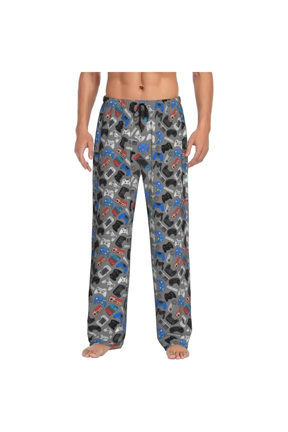 Video Game Pajama Pants Men, PJ Bottoms, Sleep & Lounge Pants-Large