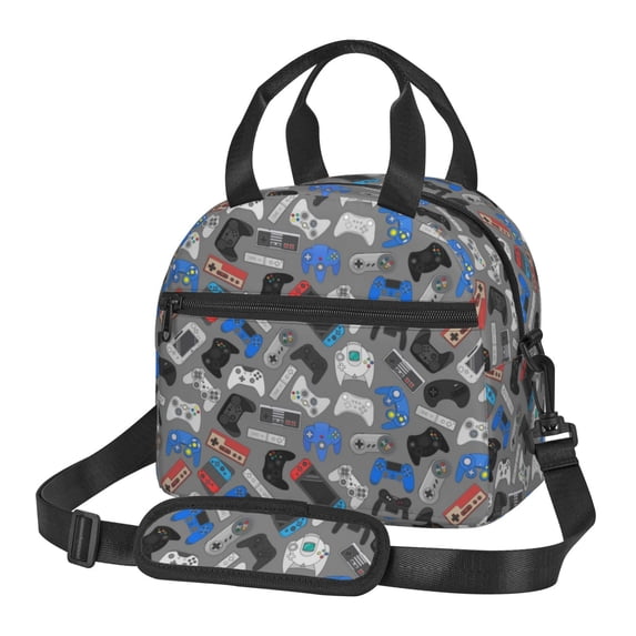 Naloa Video Game Print Lunch Bag for Women & Men Insulated Lunch Box or Cooler Lunch Tote Bags for Work, Travel, Outdoor
