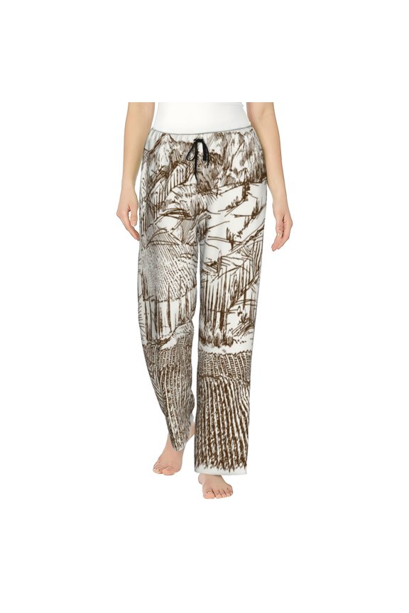 Vineyard Landscape 1 Print Women’s Ultra-Soft Comfy Pajama Lounge Pants with Pockets & Drawstring