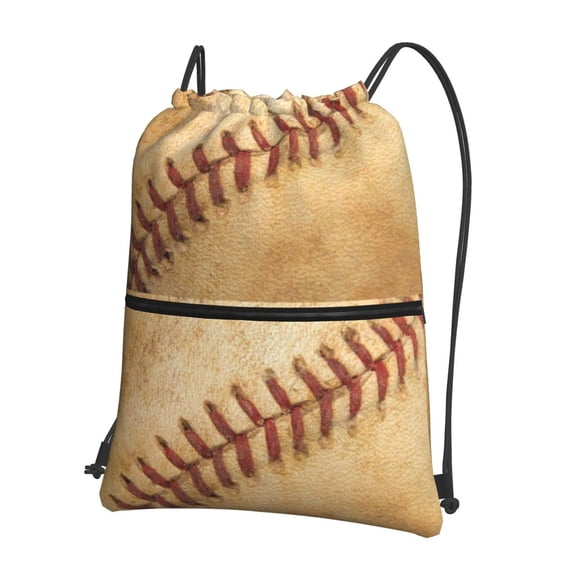 Naloa Vintage Baseball Drawstring Backpack String Bag Cinch Water Resistant for Gym Shopping Sport Yoga