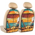 thumbnail image 1 of Naloa Vintage Beach Sunset 2Pcs Anti-Kick Back Seat Cover Kick Mat, Car Seat Protector with 3 Storage Pockets, 1 of 8