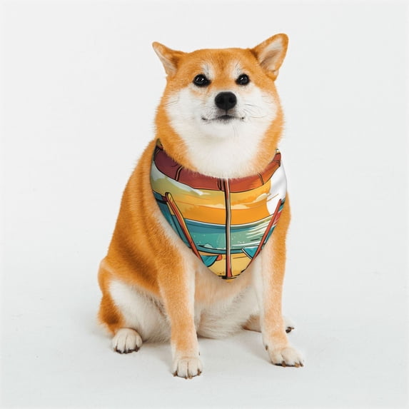 Naloa Vintage Beach Sunset Dog Bandana Large and Small-Dog Scarf Bib Handkerchief Accessories for Dogs and Cats(S-L)-Small