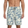 thumbnail image 1 of Naloa Vintage Blue Floral Men's Short Pajama Pants, Pj Shorts, Lounge Comfort Shorts-X-Large, 1 of 6