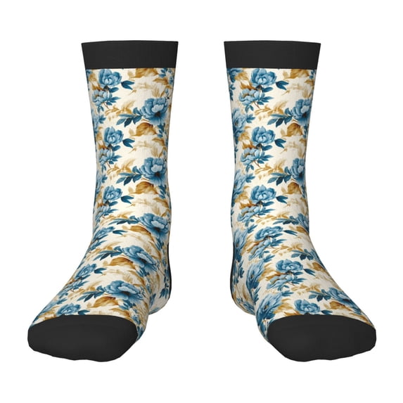 Naloa Vintage Blue Flowers Kids Socks Unisex Kids and Toddlers' Crew Socks, ,1 Pairs