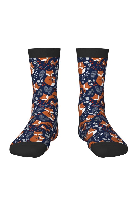 Vintage Blue Fox Family Kids Socks Unisex Kids and Toddlers' Crew Socks, ,1 Pairs