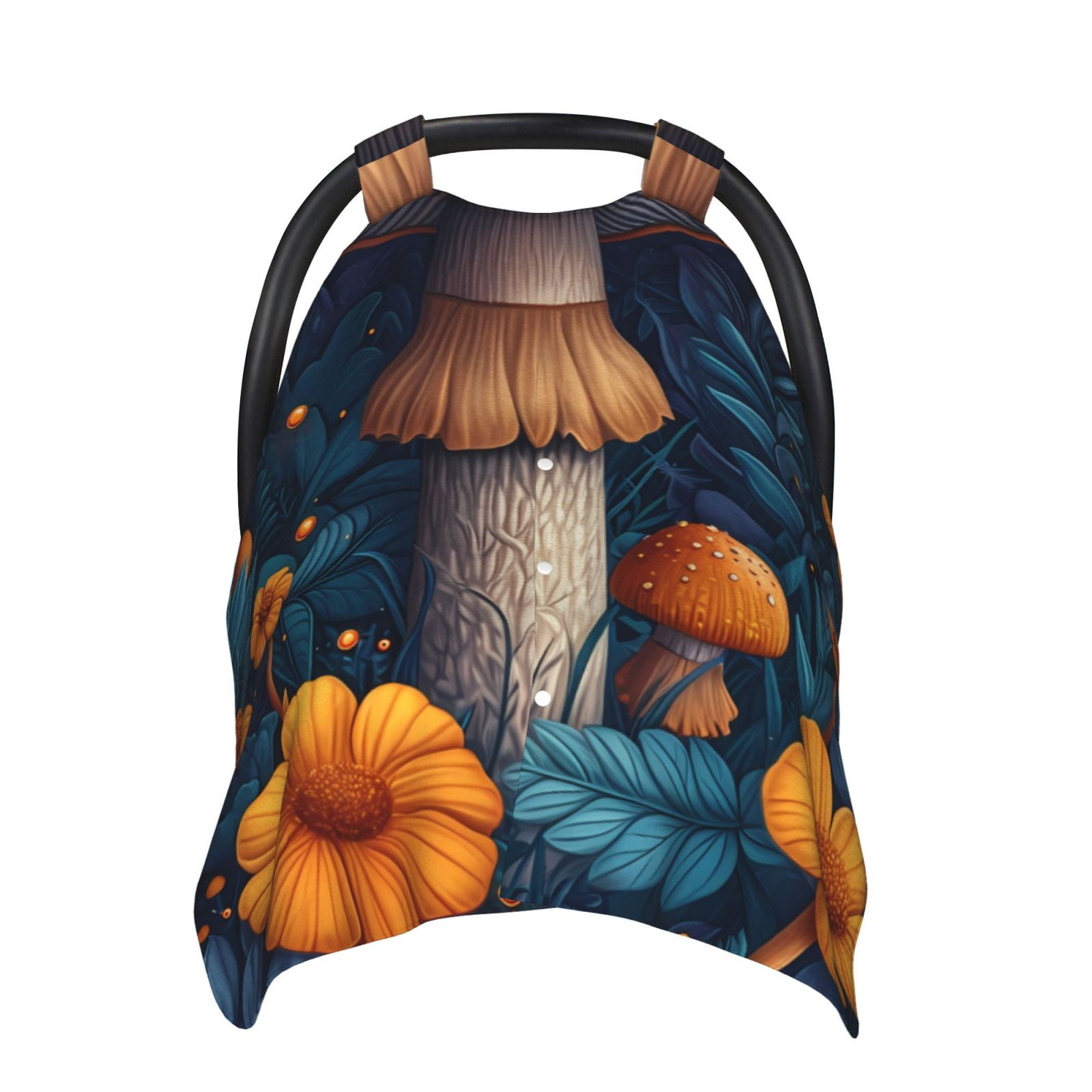 Naloa Vintage Blue Leaf Mushroom Baby Car Seat Cover, Breathable Baby Carrier Cover, Multiuse Baby Carrier Cover & Nursing Breastfeeding Cover