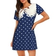 thumbnail image 1 of Naloa Vintage Blue Polka-dot Print Women Nightgowns,Womens Loungewear,Short Sleeve Sleepwear,Comfy Ladies Nightdress, 1 of 6