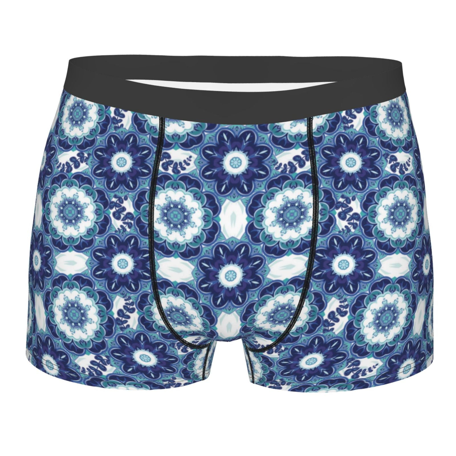 Naloa Vintage Blue Print Mens Underwear - Boxers for Men, Classic ...
