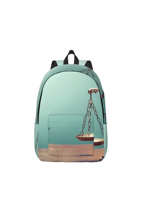 Vintage Brass Balance Scale Canvas Backpack for Men Women Rucksack Casual Travel Daypack College Tote Satchel Bookbag for Teens-Medium